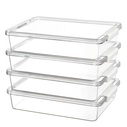 Vtopmart 4 Pack 6 Qt Plastic Storage Bins with Lids, Clear Sensory Bins