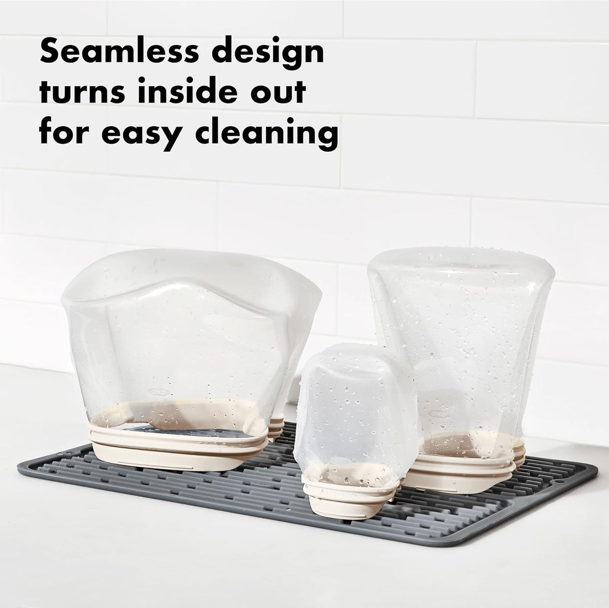 OXO Good Grips Silicone Reusable Bag - Stand-Up Quart (32 oz), Oat