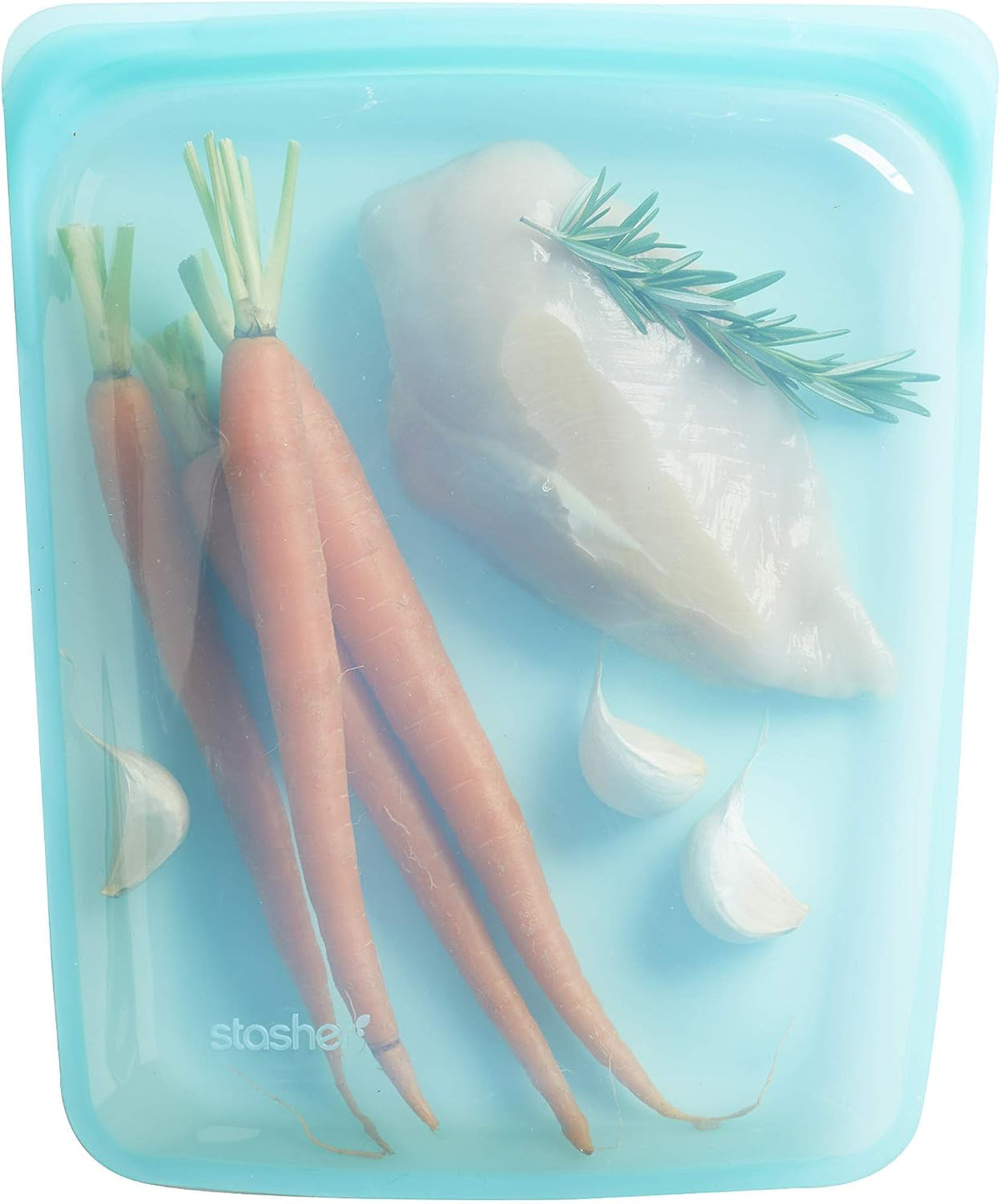 Stasher Premium Reusable Half Gallon Silicone Food Storage Bag, Aqua, 64 oz
