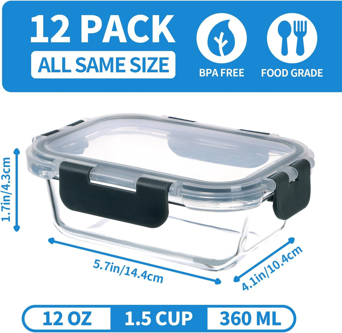 GULFLIN 24-Piece Small Glass Food Storage Containers with Lids Airtight