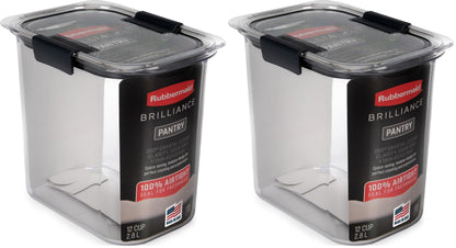 Rubbermaid Brilliance BPA-Free Food Storage Containers with Lids Airtight Kitchen and Pantry Organization Set Includes 3 Containers and Scoops Clear 16 cups