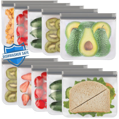Lerine 6 Pack Reusable Gallon Freezer Bags Dishwasher Safe, BPA Free