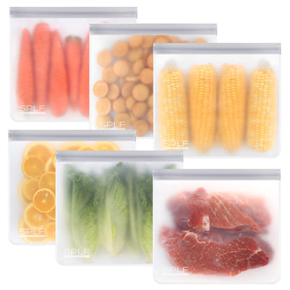 SPLF 12 Pack Dishwasher Safe Reusable Freezer Bags, Multicolor