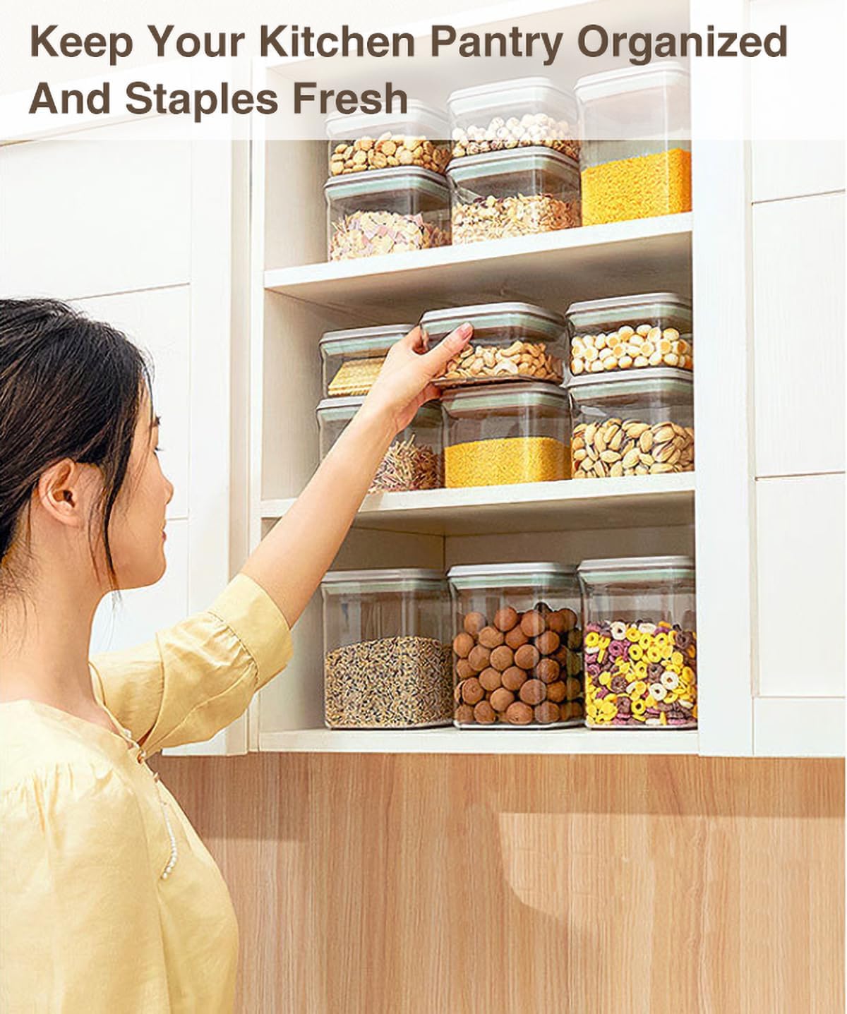 Melovom 12 Pcs Pop Food Storage Containers Airtight Food Storage Containers Set with Lids Kitchen Pantry Organization and Storage, 3.4Qt, 2.8Qt, 2.1Qt, 1.2Qt