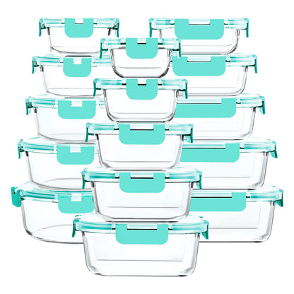 M MCIRCO 30 Piece Extra Large Glass Food Storage Containers with Lids,Gray