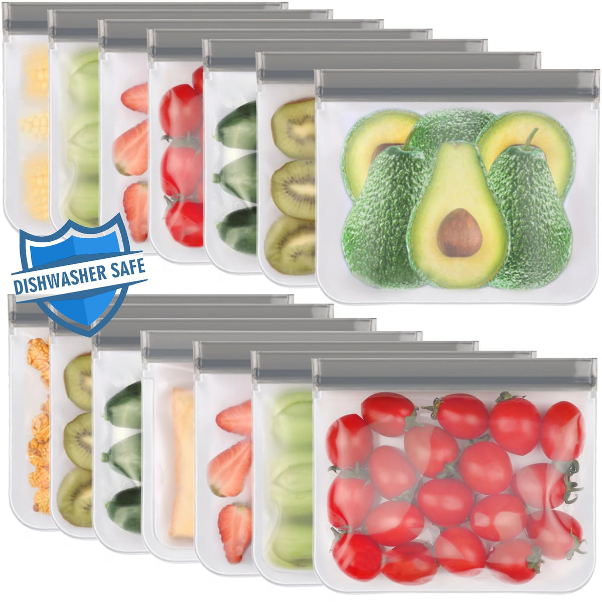 Lerine 6 Pack Reusable Gallon Freezer Bags Dishwasher Safe, BPA Free