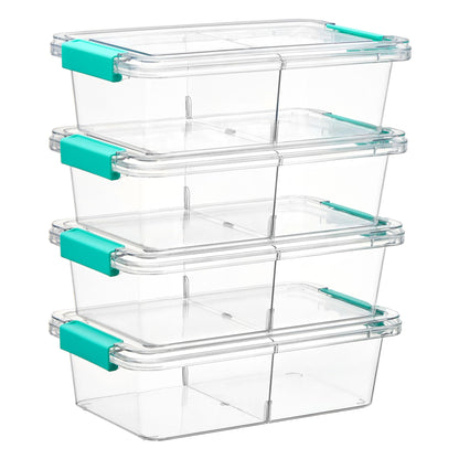 Vtopmart 4 Pack 6 Qt Plastic Storage Bins with Lids, Clear Sensory Bins
