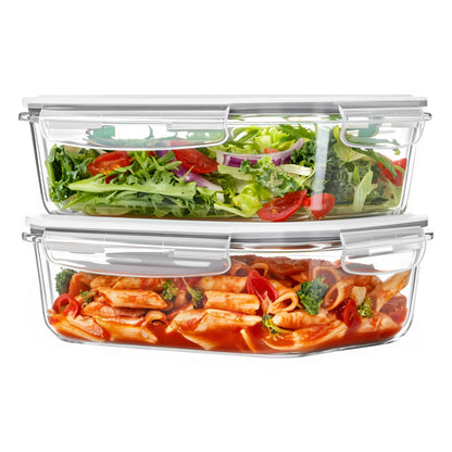 Vtopmart 2Pack 1860ml/63oz Large Glass Storage Containers With Lids, Grey