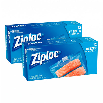 Ziploc Quart Food Storage Freezer Slider Bags, Power Shield Technology for More Durability, 34 Count