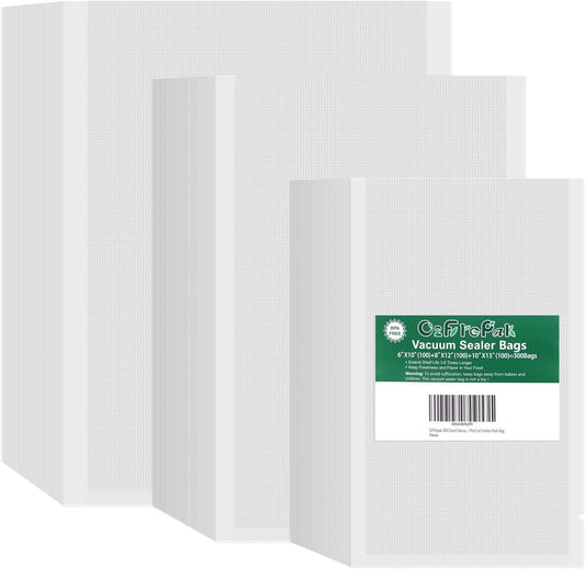 O2frepak 300ct Vacuum Sealer Bags Pint Quart Plus Quart for Food Storage