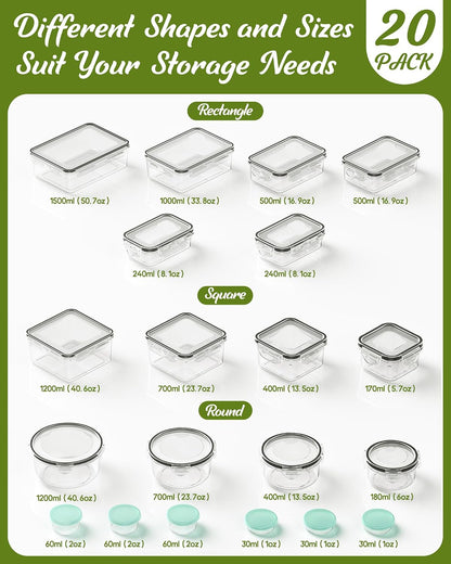 Canfanni 40 Piece Food Storage Containers with Lids, BPA-Free