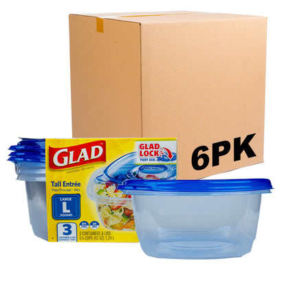Glad GladWare XL Square Food Storage Containers, 104 Oz, 3 Count
