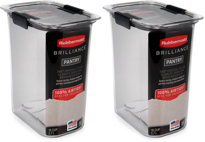 Rubbermaid Brilliance 14-Piece Food Storage Container Set with Scoops Airtight BPA-Free for Kitchen and Pantry Organization