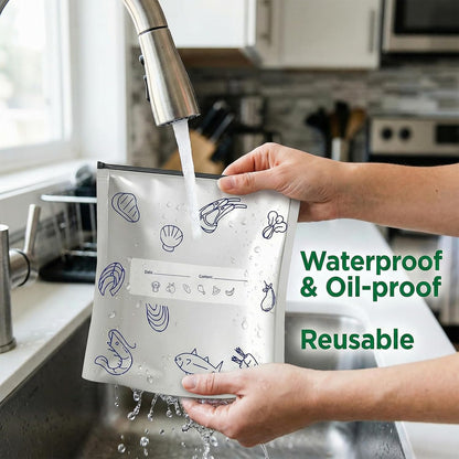 Reusable Aluminum Foil Sealable Storage Bags 30 Pcs, Thicken Stand Up Zip Lock Bags with Label for Food Vegetable Fruit Meat (10S+10M+10L)