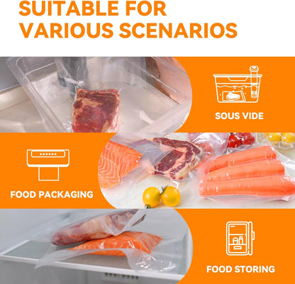 Wevac Vacuum Sealer Bags for Food 8x50 3 rolls, Food Saver Suction Channel