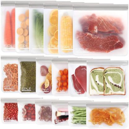 SPLF 12 Pack Dishwasher Safe Reusable Freezer Bags, Multicolor
