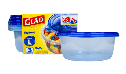 Glad GladWare XL Square Food Storage Containers, 104 Oz, 3 Count