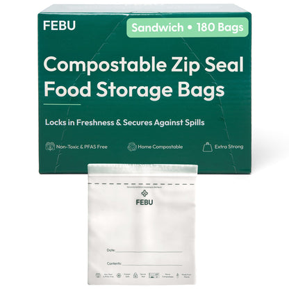 FEBU Compostable Food Storage Bags Variety Pack, 260 Count