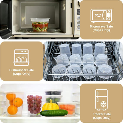 Clawsoff 60 Sets Deli Containers with Lids Disposable Plastic Food Storage