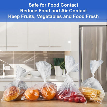 LabelMore 12'' x 16'' Plastic Produce Bags on a Roll, Clear, Food Storage Bags for Bread, Vegetable, Fruits and Meat, 350 Bags/Roll