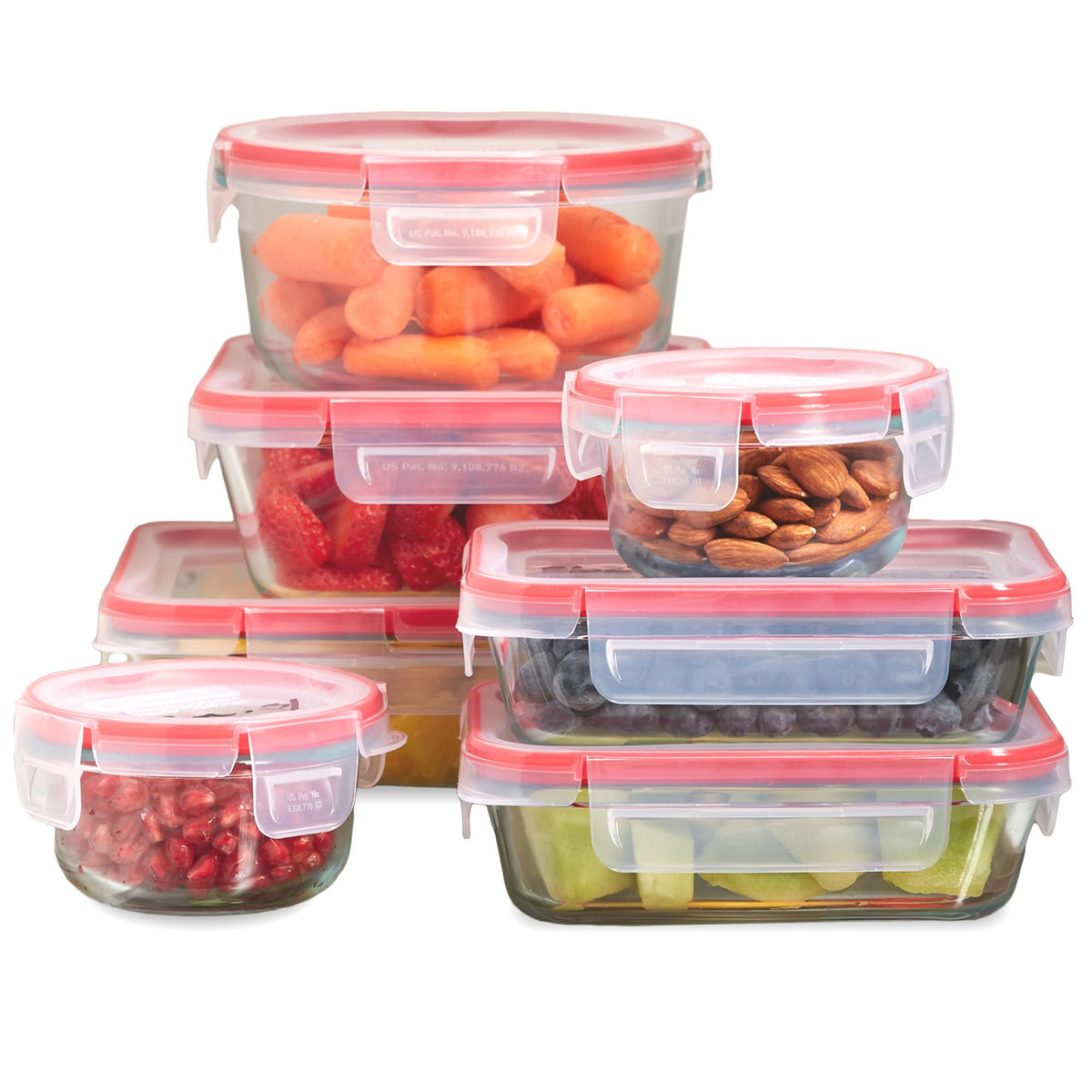Pyrex Freshlock (10-Pack) Mixed Sizes Airtight Glass Food Storage Set