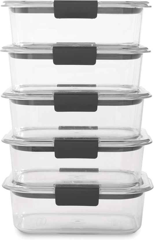 Rubbermaid Brilliance Tritan Plastic Food Storage Containers BPA Free Airtight Lids Ideal for Lunch Meal Prep & Leftovers Set of 5 (3.2 Cup)