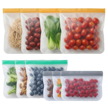 10 Pack Reusable Freezer Bags, Leakproof Reusable Silicone Food Storage Bags BPA Free Contaizers, Snack Sandwich Gallon Bags for Meal Prep, Marinate Meat, Salad Fruit, Veggies, Lunch, Travel, Kitchen