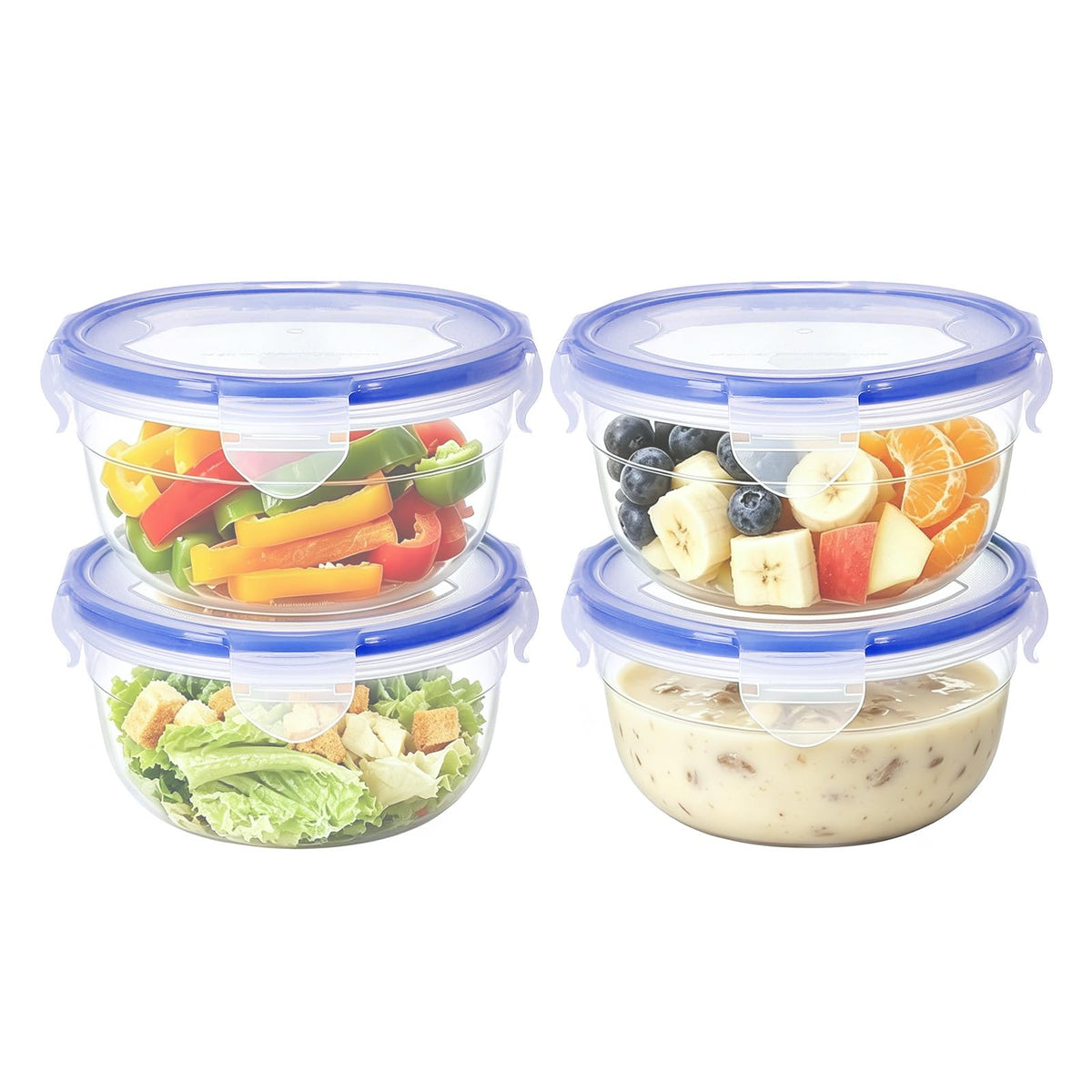 KIGI Food Storage Container Set, Airtight, Stackable, 0.7-8.3 Cup, 8 Pack