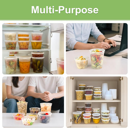 60 Sets (120-Piece) Deli Containers with Lids, 32/16/8 oz X 20 Set Each