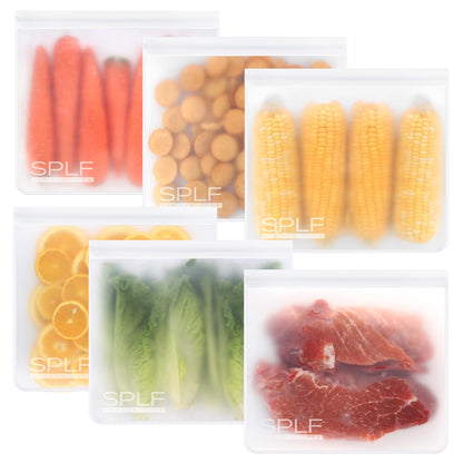SPLF 12 Pack Dishwasher Safe Reusable Freezer Bags, Multicolor