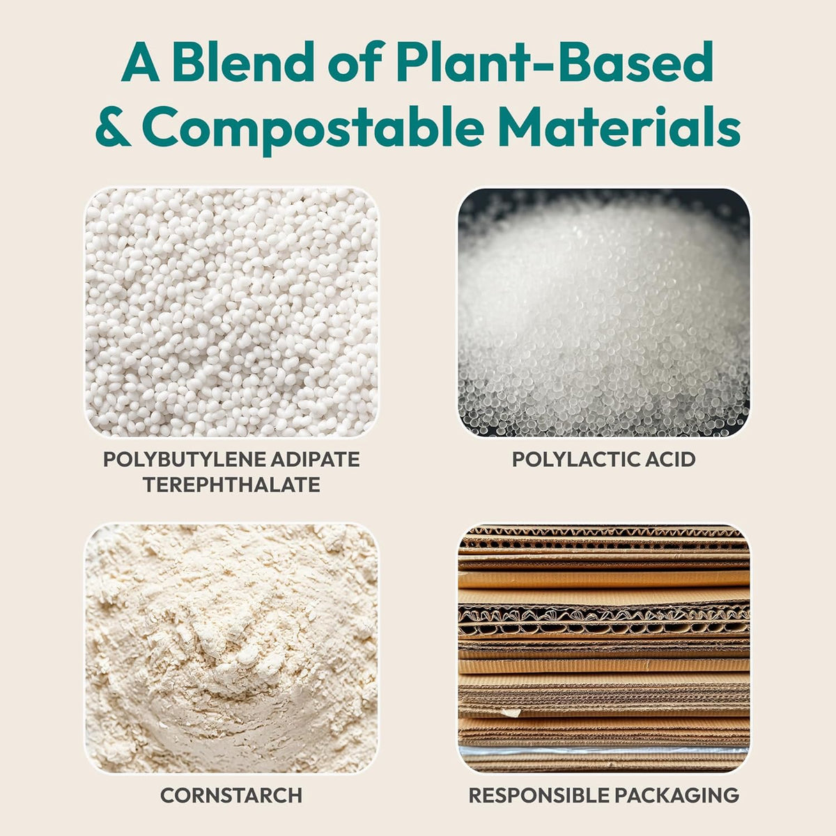 FEBU Compostable Food Storage Bags Variety Pack, 260 Count
