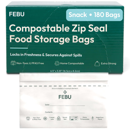 FEBU Compostable Food Storage Bags Variety Pack, 260 Count