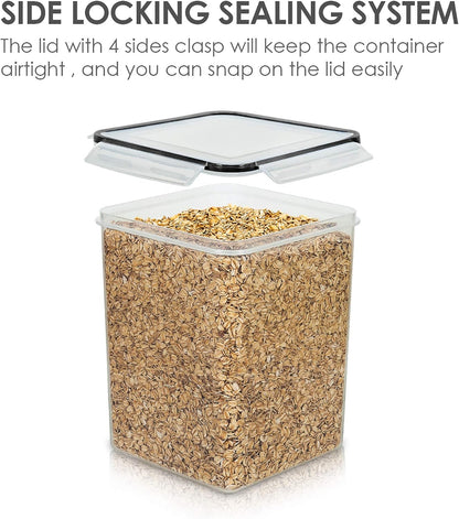 Vtopmart 5.2L Flour Sugar Storage Containers, 4 PCS, Black