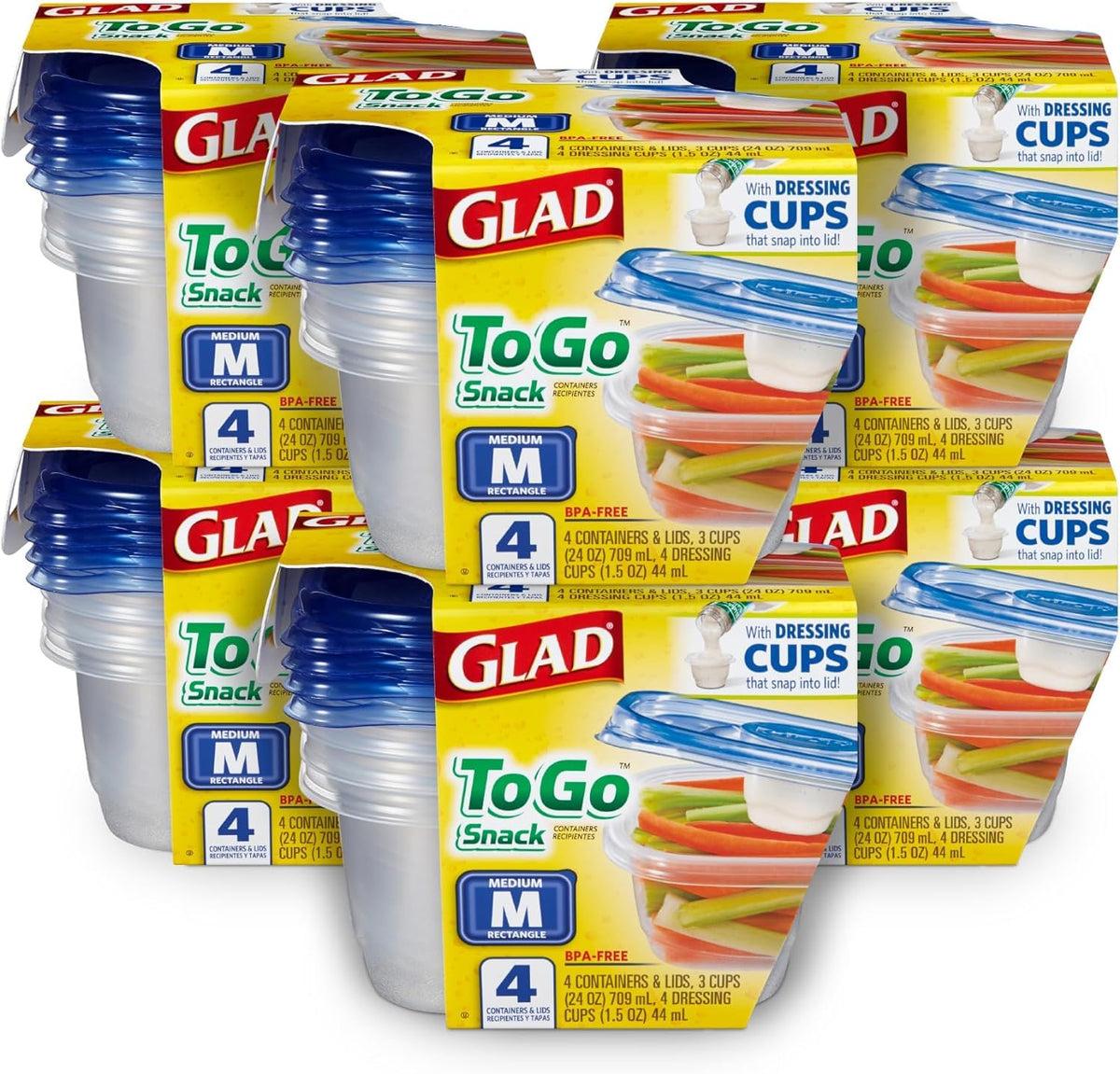 Glad GladWare XL Square Food Storage Containers, 104 Oz, 3 Count