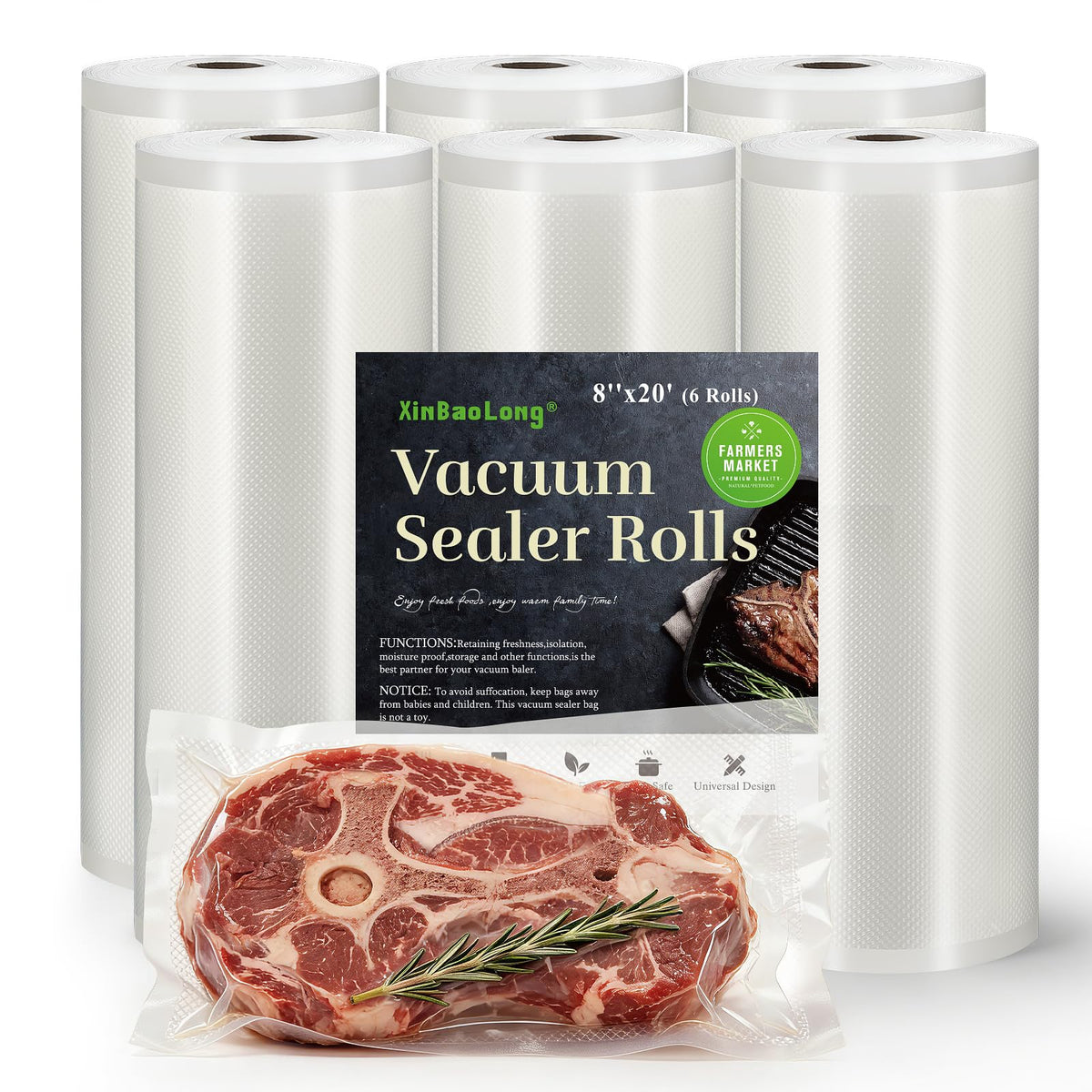 Vacuum Sealer Bags For Food 6 Pack, Kitchen Essentials, Sandwich Bags