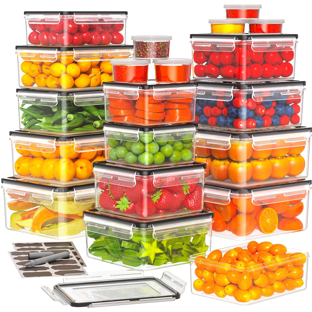 50 PCS Food Storage Containers with Lids BPA-Free (25 Containers & 25 Lids)