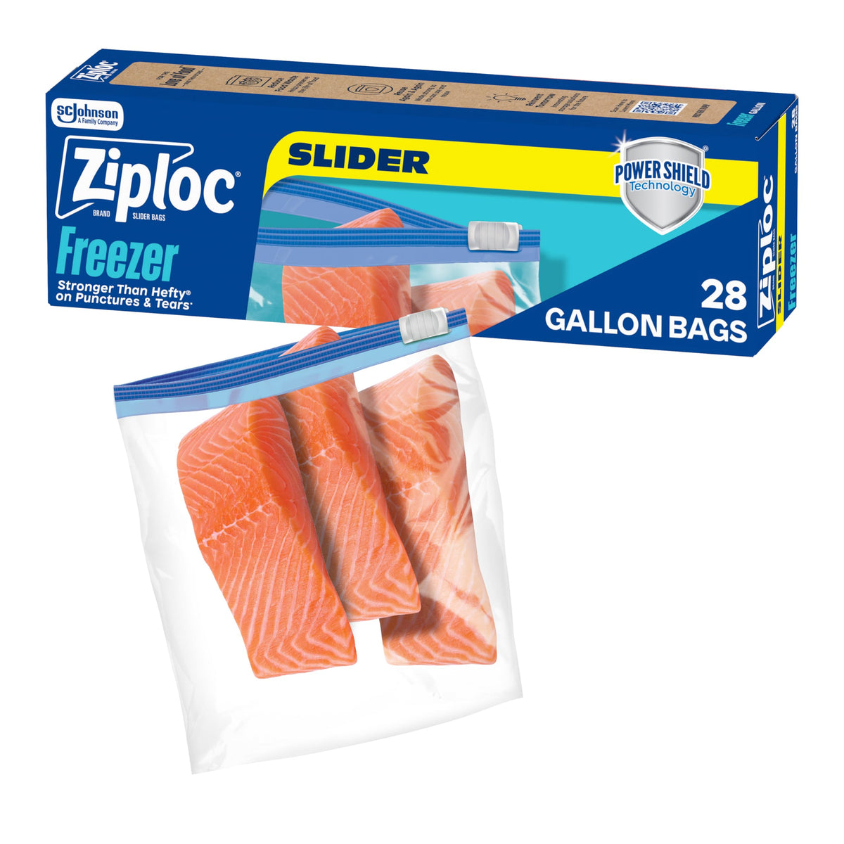 Ziploc Gallon Freezer Slider Bags, Food Storage, 28 Count