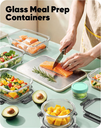BiuLeon 40 PCS Glass Food Storage Containers with Lids, BPA-Free