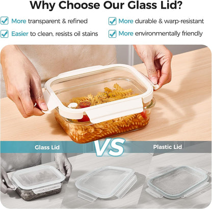 Vtopmart 5 Pack Glass Food Storage Containers with Glass Lids & Air Vent