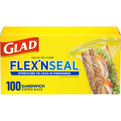 Glad Flex'N Seal Food Storage Plastic Bags, Quart, 38 count, Pack of 4 (Package May Vary)