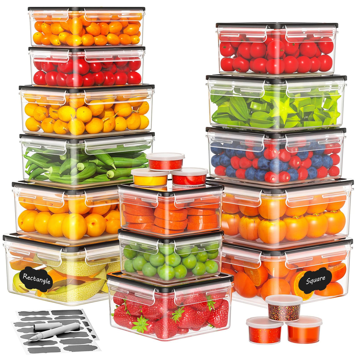 52 PCS Food Storage Containers with Lids Airtight (26 Lids & 26 Containers)