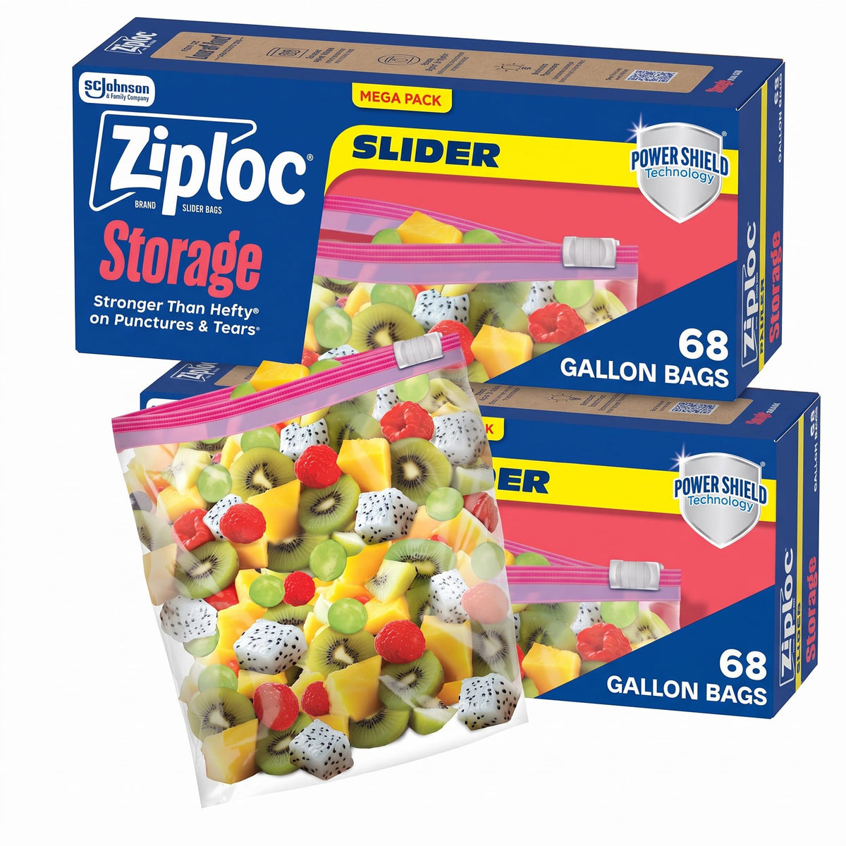 Ziploc Slider Storage Bags with New Power Shield Technology, For Food, Sandwich, Organization and More, Gallon, 26 Count, Pack of 4 (104 Total Bags)