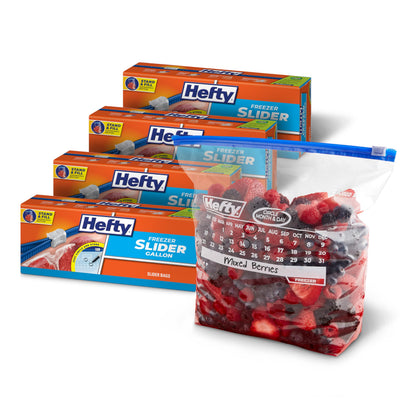 Hefty Calendar Slider Freezer Bags, Quart Size, 140ct