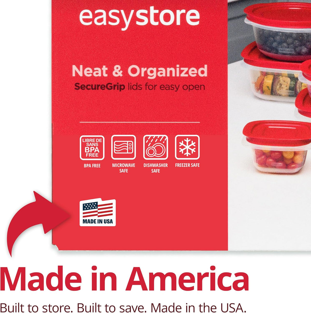 Rubbermaid EasyStore Containers, 44-Piece Set, Food Storage Containers with Lids