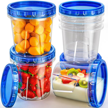 HOMETALL Freezer Storage Containers, [12 Pack-16 Oz] Airtight Plastic