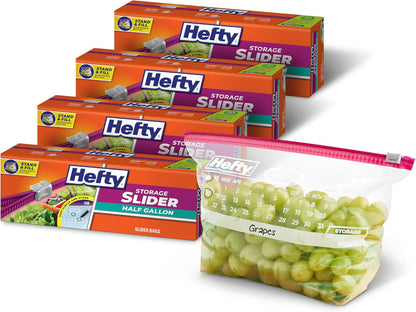 Hefty Calendar Slider Storage Bags, Half Gallon Size, 4pk, 32ct (128 Total)