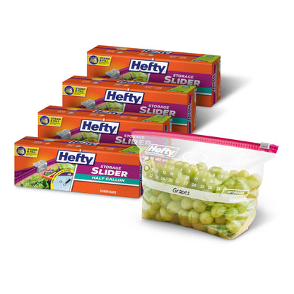 Hefty Calendar Slider Storage Bags, Half Gallon Size, 4pk, 32ct (128 Total)