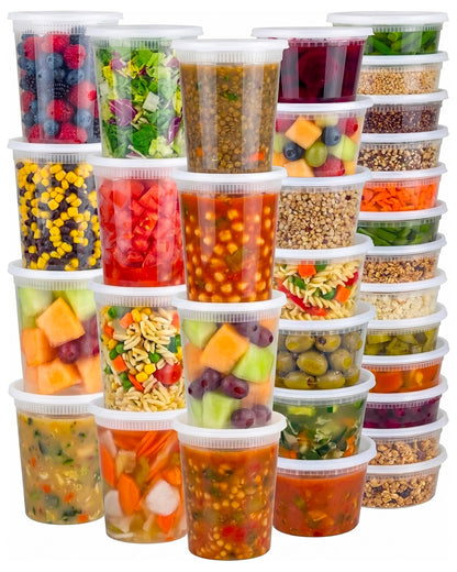 48 Sets Plastic Food Storage Deli Containers w/ Lids 16oz Pint & 32oz Quart