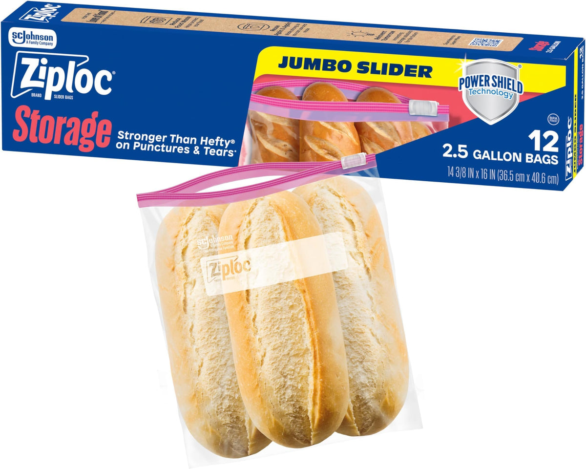 Ziploc Slider Storage Bags with New Power Shield Technology, For Food, Sandwich, Organization and More, Gallon, 26 Count, Pack of 4 (104 Total Bags)