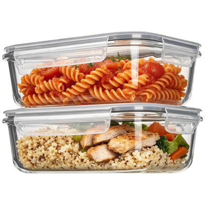Vtopmart 2Pack 1860ml/63oz Large Glass Storage Containers With Lids, Grey